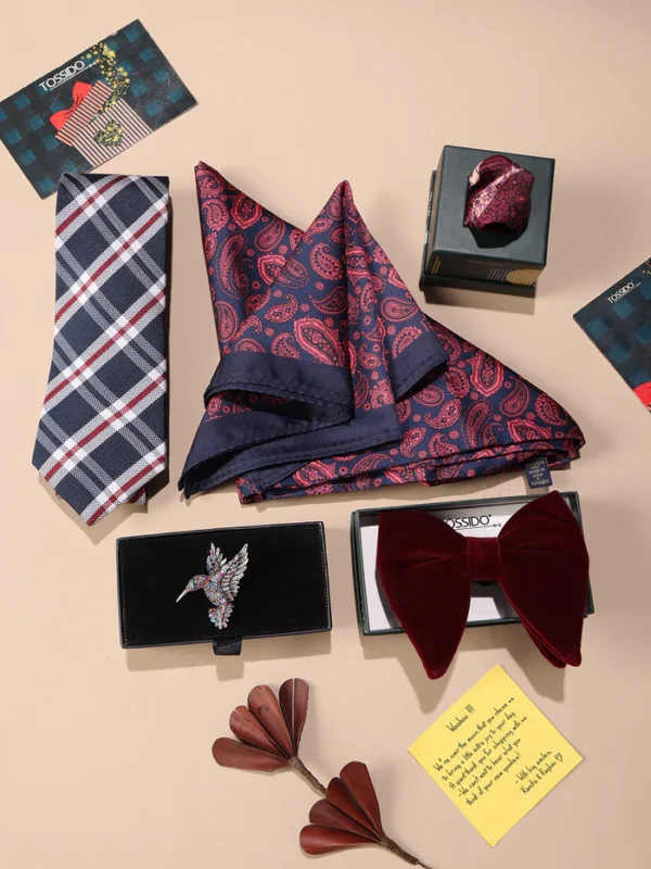 Gift in City’s Burgundy Paisley & Plaid Men’s Gift Box - Image 2