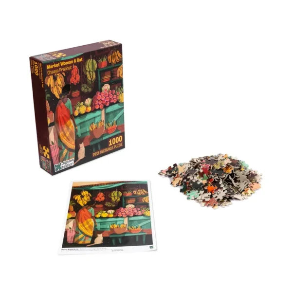 Market Woman & Cat by Chaaya Prabhat: 1000pc puzzle - Image 3